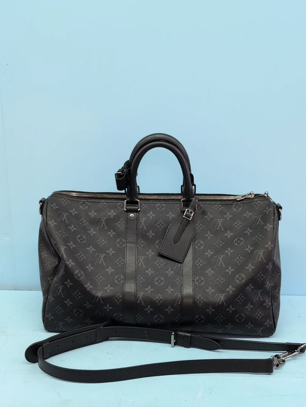 Louis Vuitton Keepall Bandoulièr Monogram Duffel Bag w Removable Strap Black